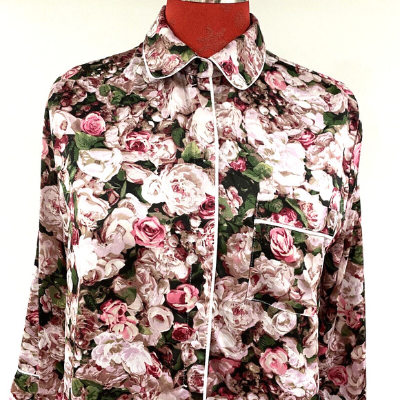 Kate Spade Dream A Little Dream PJ Top XS Navy Print 3/4 Sleeve Button Front - Picture 2 of 8